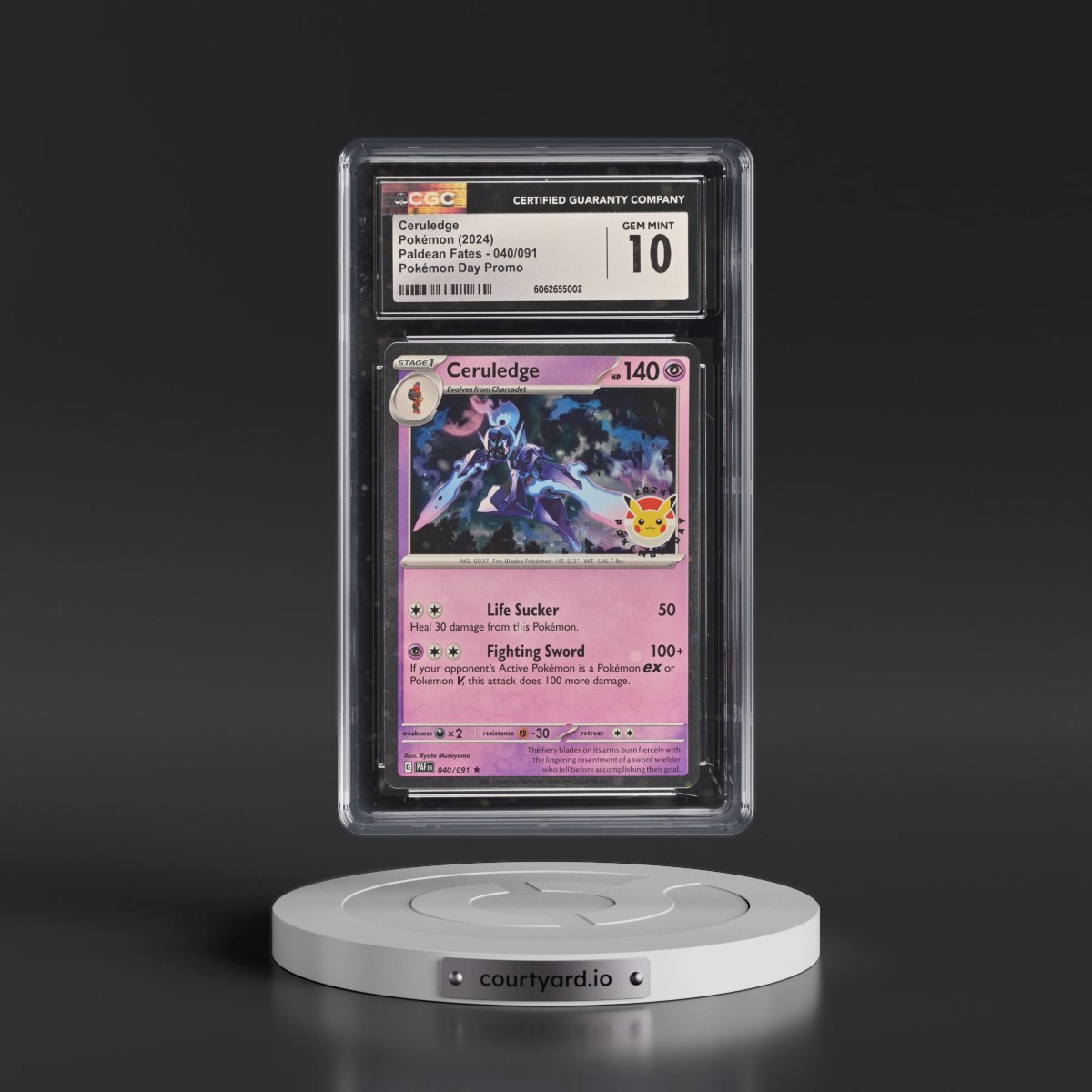 2024 Paldean Fates - PAF EN #040/091 Ceruledge - Pokémon Day Promo (Cosmos Holo) (CGC 10 GEM MINT)