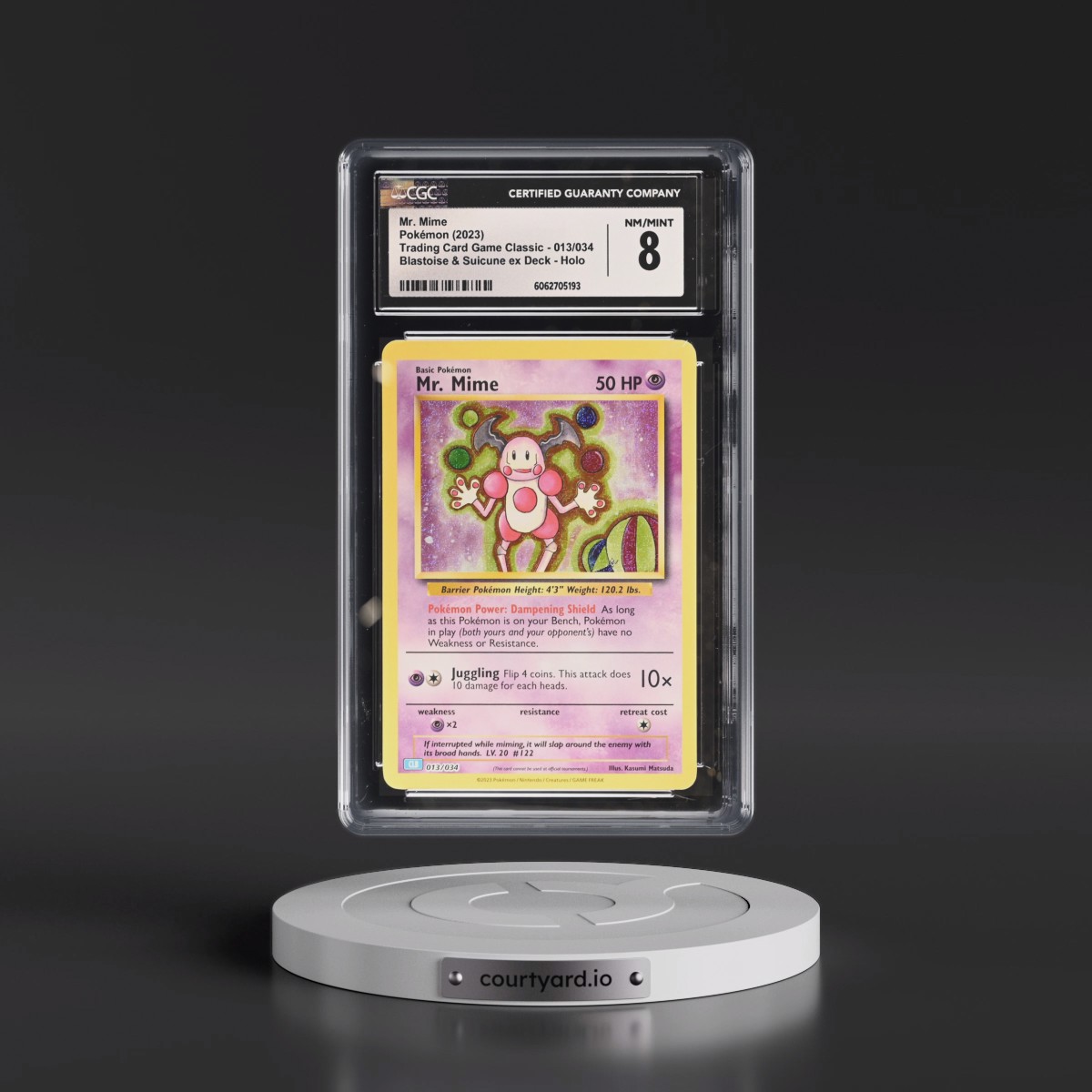 2023 Trading Card Game Classic - CLV, CLC, CLB #013/034 Mr. Mime - Blastoise & Suicune ex Deck - CLB Holo (CGC 8 NM-MT)