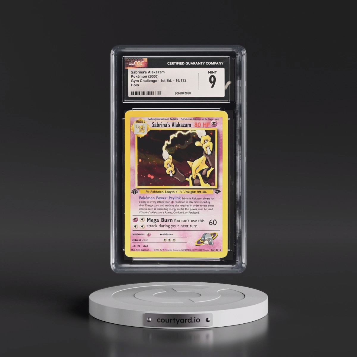 2000 Gym Challenge #16/132 Sabrina's Alakazam - 1st Edition Holo (CGC 9 MINT) - Photo