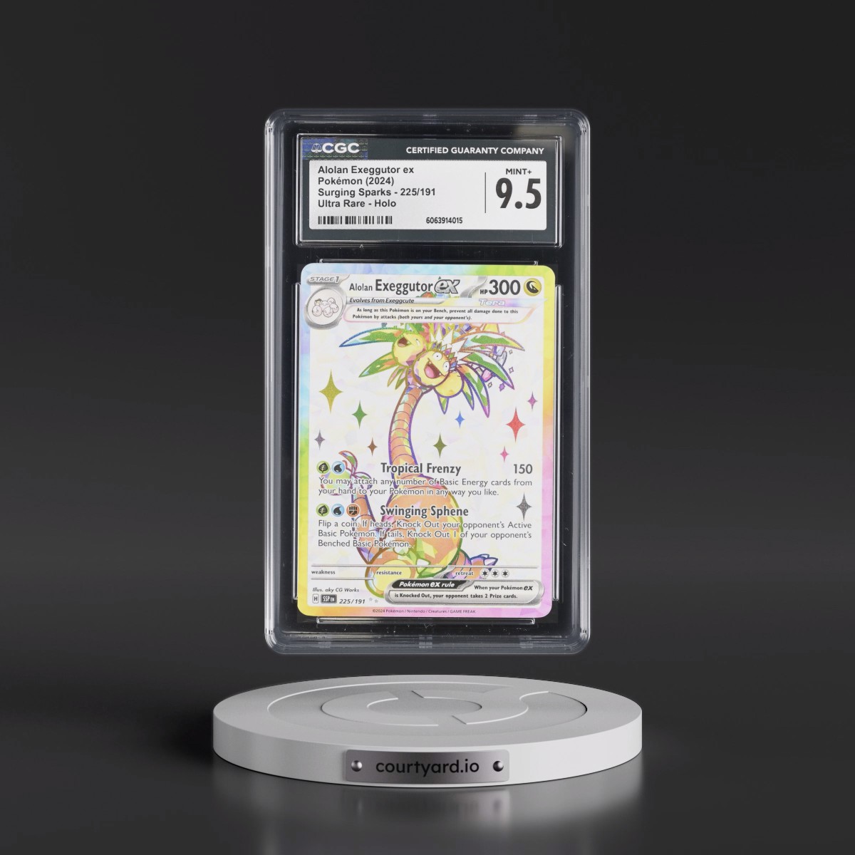 2024 Pokémon Ssp EN-Surging Sparks #225 Alolan Exeggutor EX - Holo Ultra Rare (CGC 9.5 MINT+)