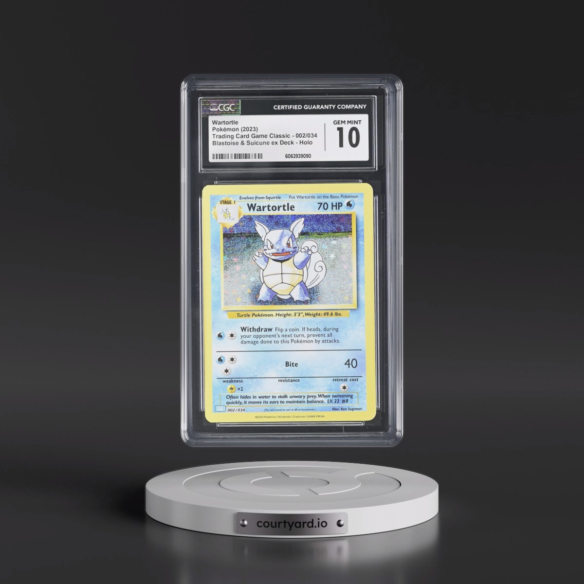2023 Trading Card Game Classic - CLV, CLC, CLB #002/034 Wartortle - Blastoise & Suicune ex Deck - CLB Holo (CGC 10 GEM MINT)