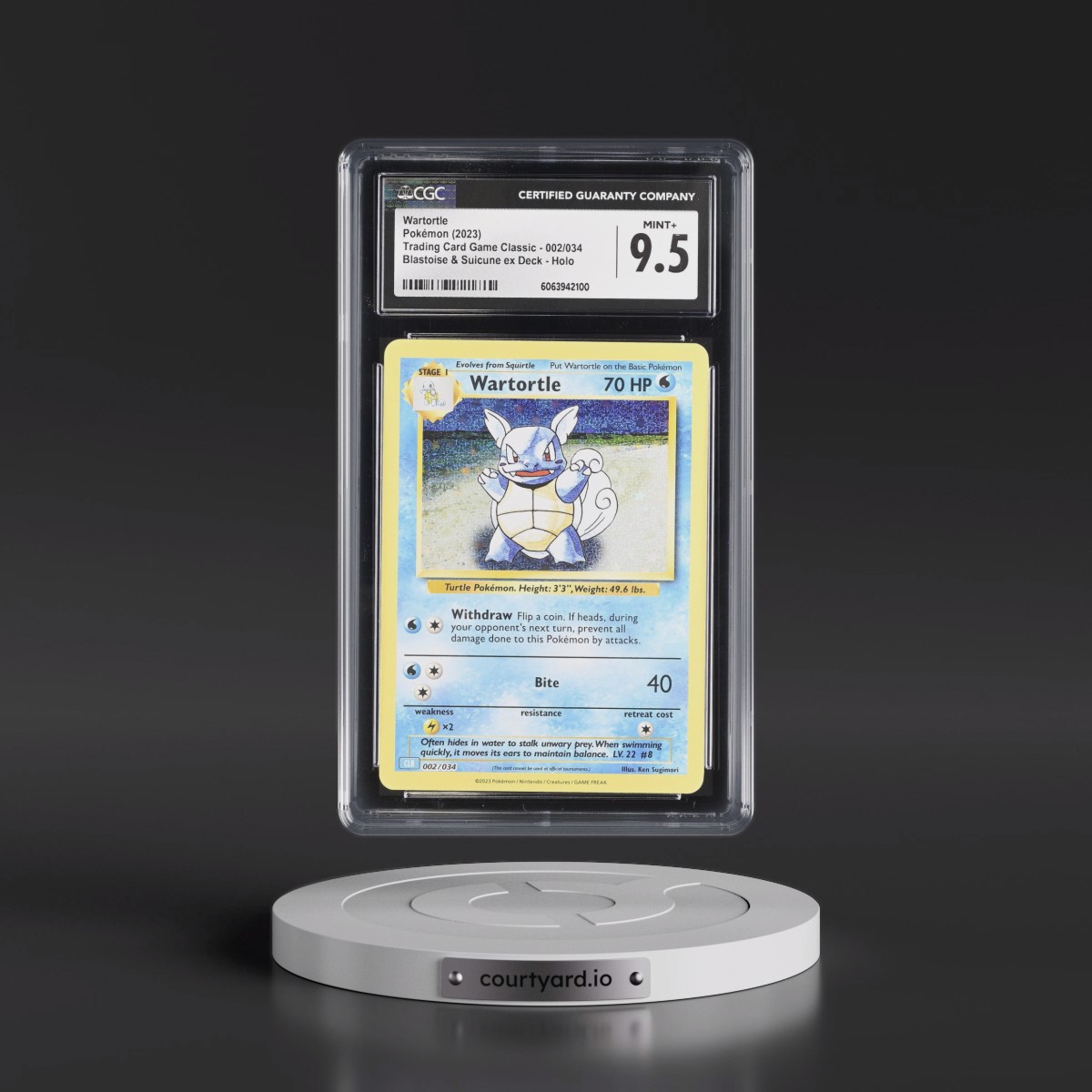 2023 Trading Card Game Classic - CLV, CLC, CLB #002/034 Wartortle - Blastoise & Suicune ex Deck - CLB Holo (CGC 9.5 MINT+)