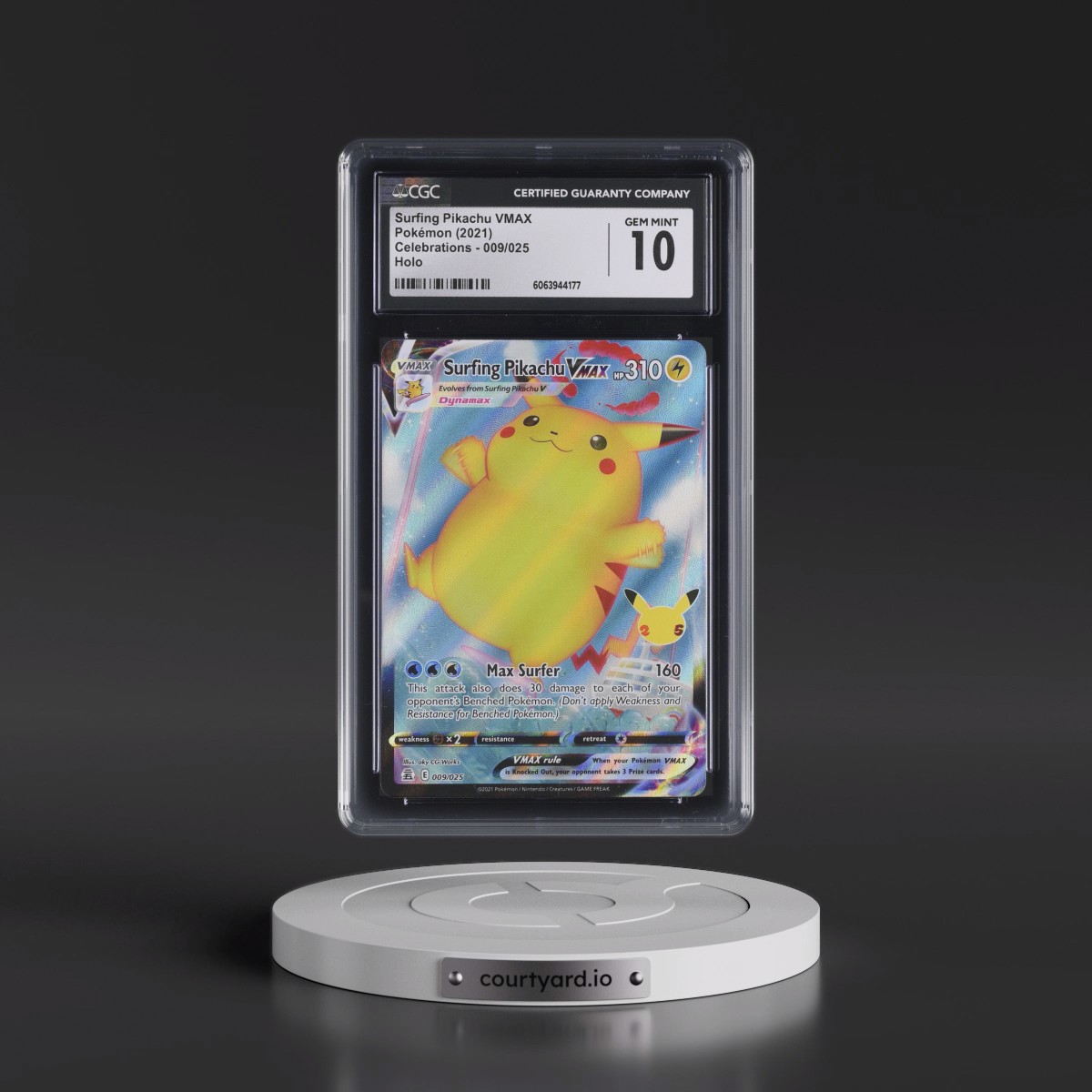 2021 Celebrations #009/025 Surfing Pikachu VMAX - Holo (CGC 10 GEM MINT)