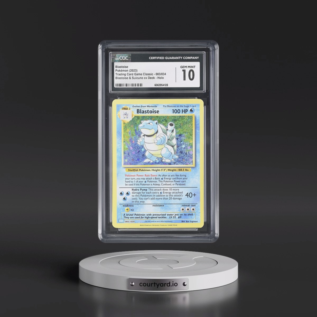 2023 Trading Card Game Classic - CLV, CLC, CLB #003/034 Blastoise - Blastoise & Suicune ex Deck - CLB Holo (CGC 10 GEM MINT)