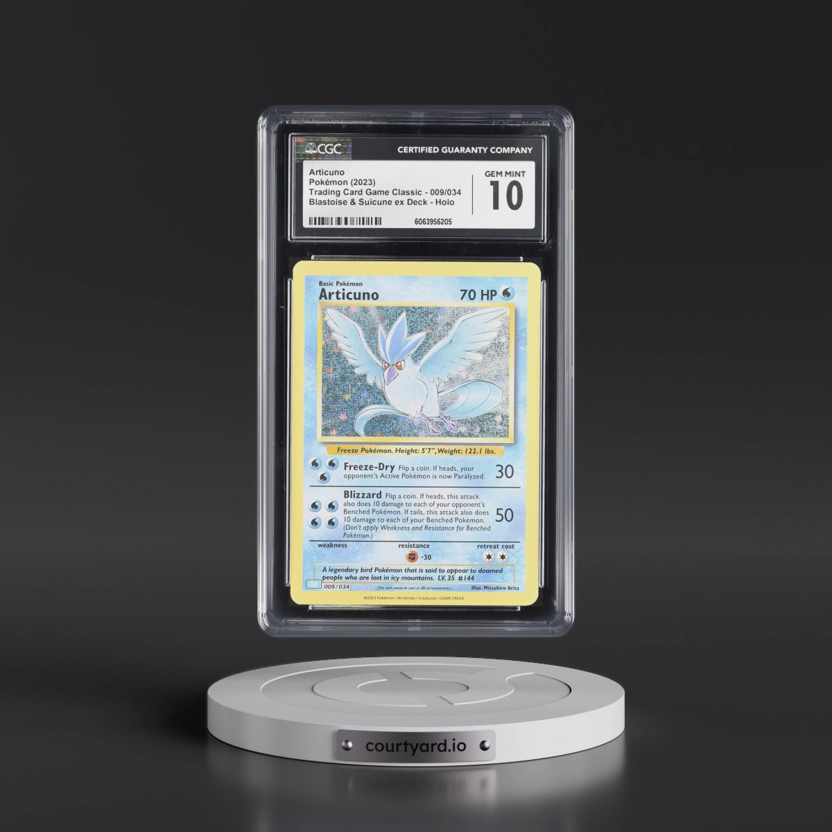 2023 Trading Card Game Classic - CLV, CLC, CLB #009/034 Articuno - Blastoise & Suicune ex Deck - CLB Holo (CGC 10 GEM MINT)