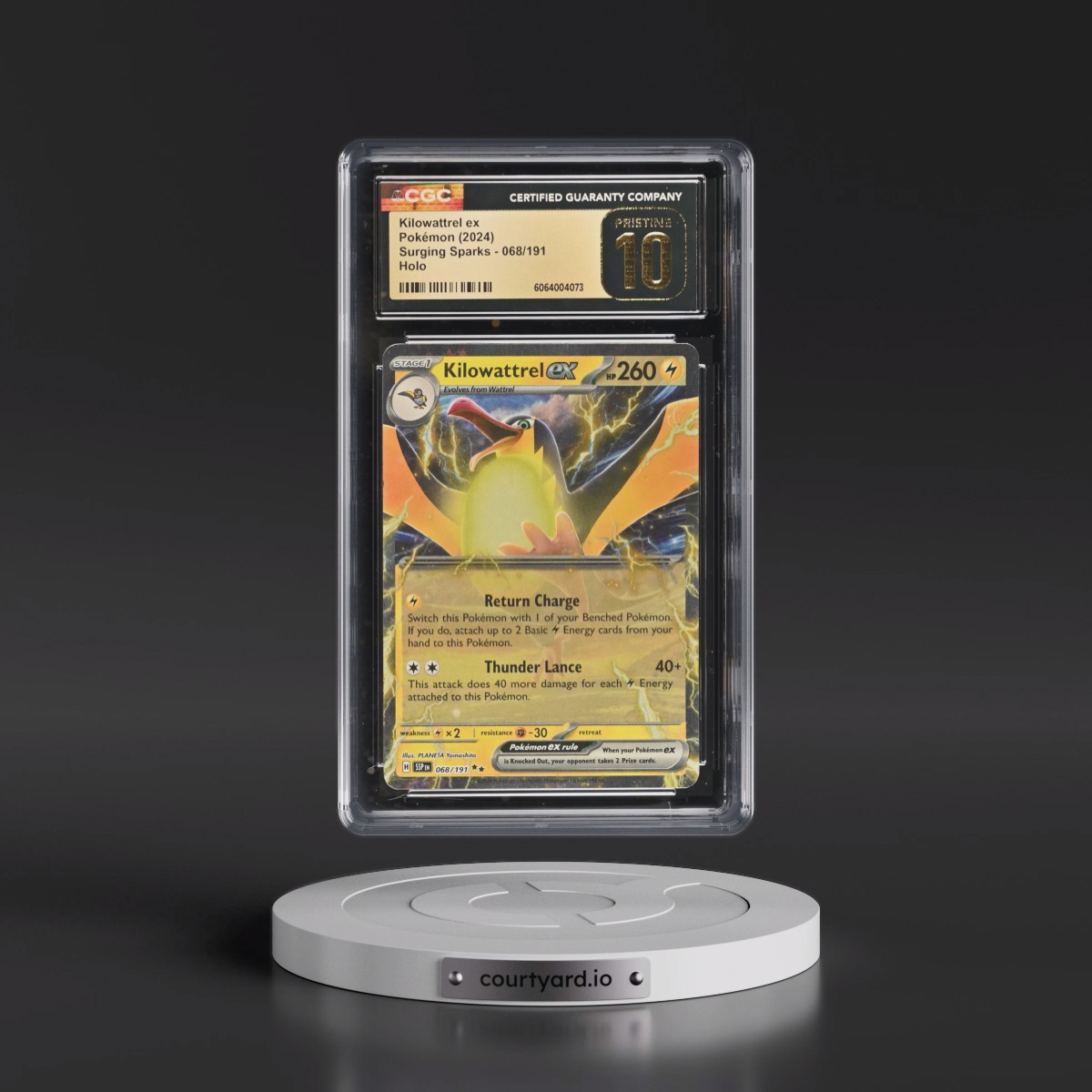 2024 Surging Sparks - SSP EN #068/191 Kilowattrel ex - Holo (CGC 10 PRISTINE)