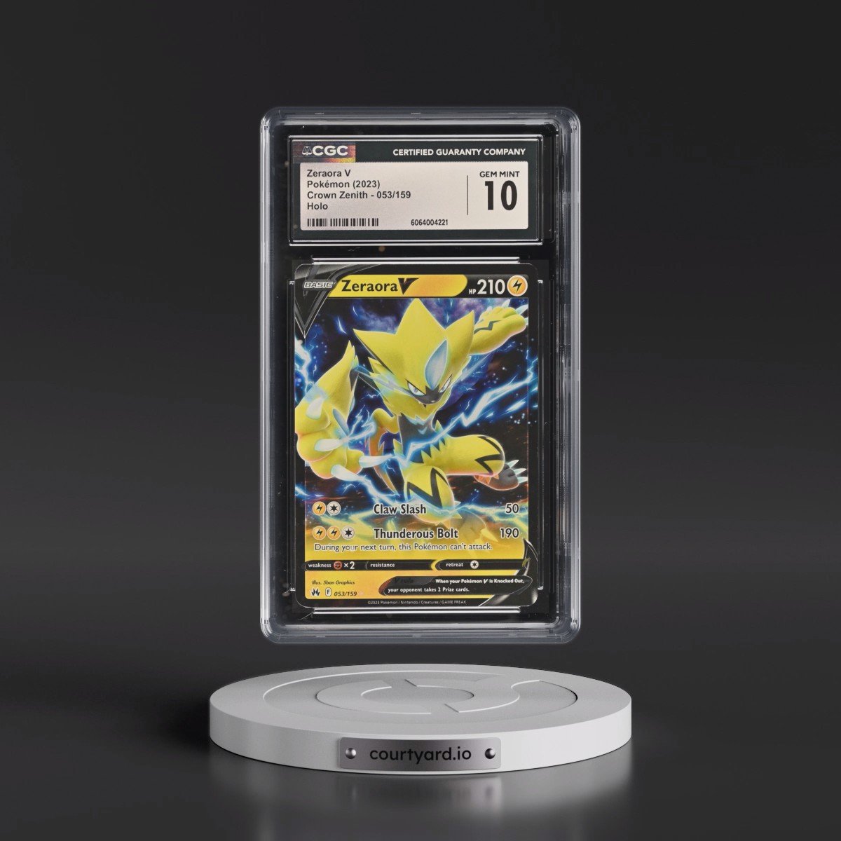 2023 Crown Zenith #053/159 Zeraora V - Holo (CGC 10 GEM MINT)