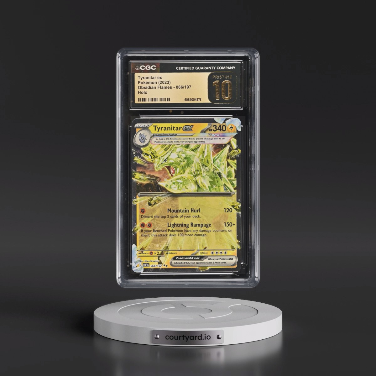 2023 Obsidian Flames - OBF EN #066/197 Tyranitar ex - Holo (CGC 10 PRISTINE)