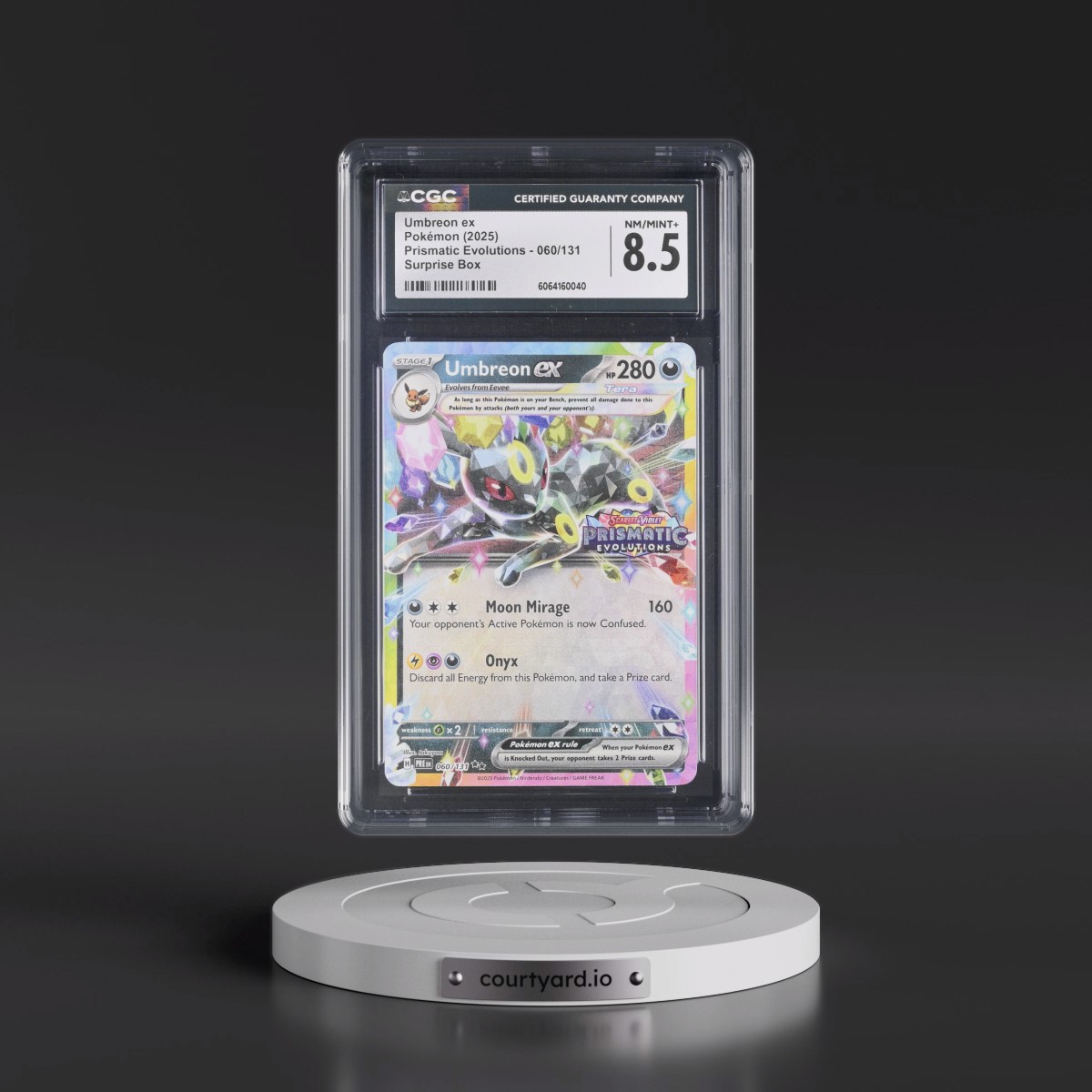 2024 Prismatic Evolutions - PRE EN #060/131 Umbreon ex - Surprise Box (Prismatic Evolutions Stamp) (Holo) (CGC 8.5 NM-MT+)