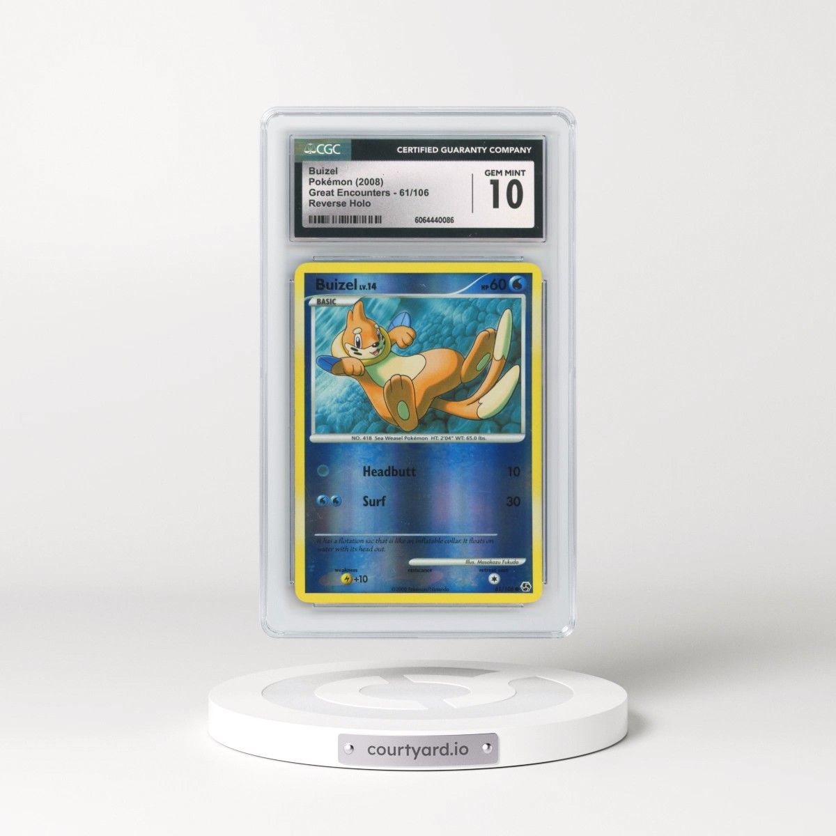 2008 Great Encounters #61/106 Buizel - Reverse Holo (CGC 10 GEM MINT)