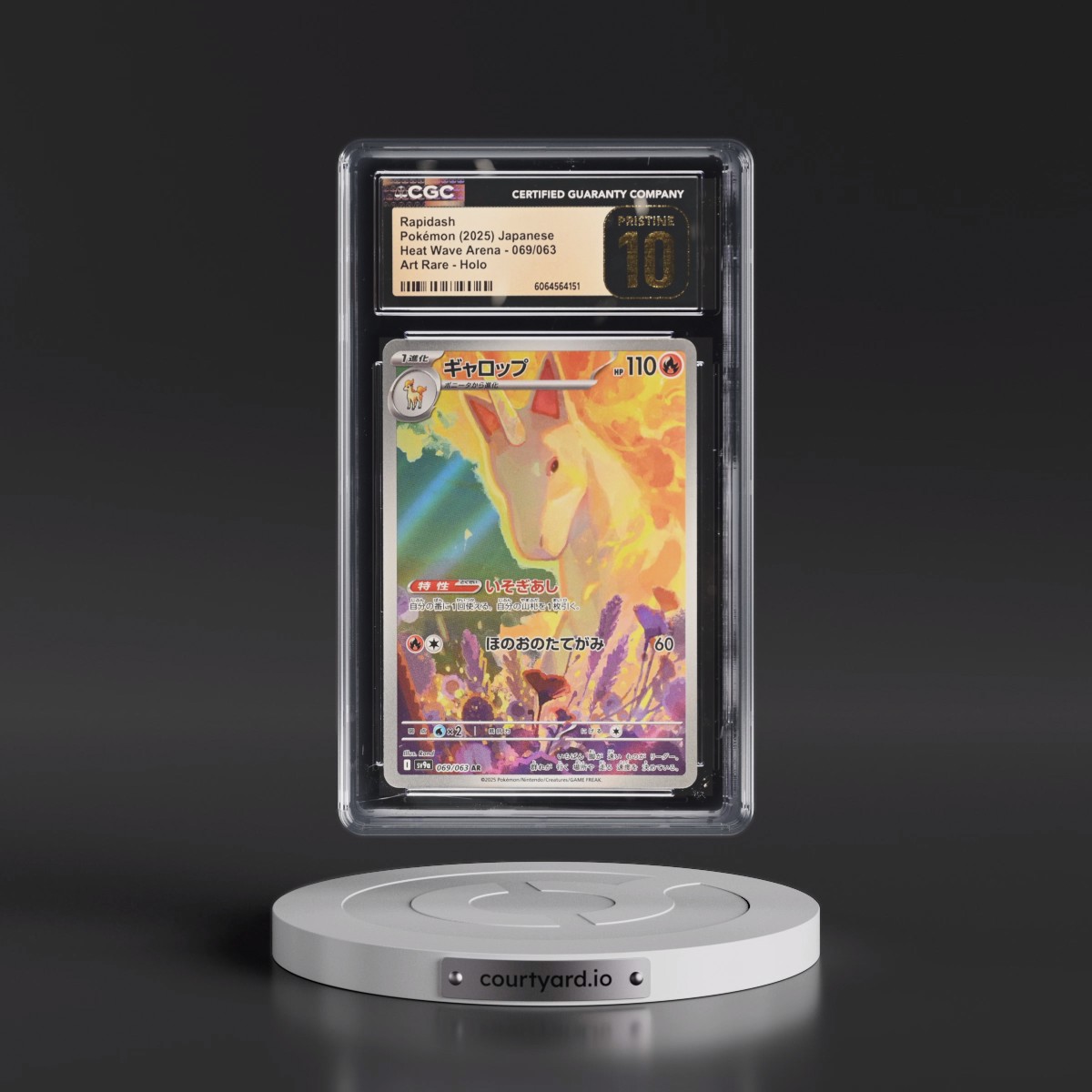 2025 Pokémon Sv9a-Heat Wave Arena #069 Rapidash - Art Rare (CGC 10 PRISTINE)