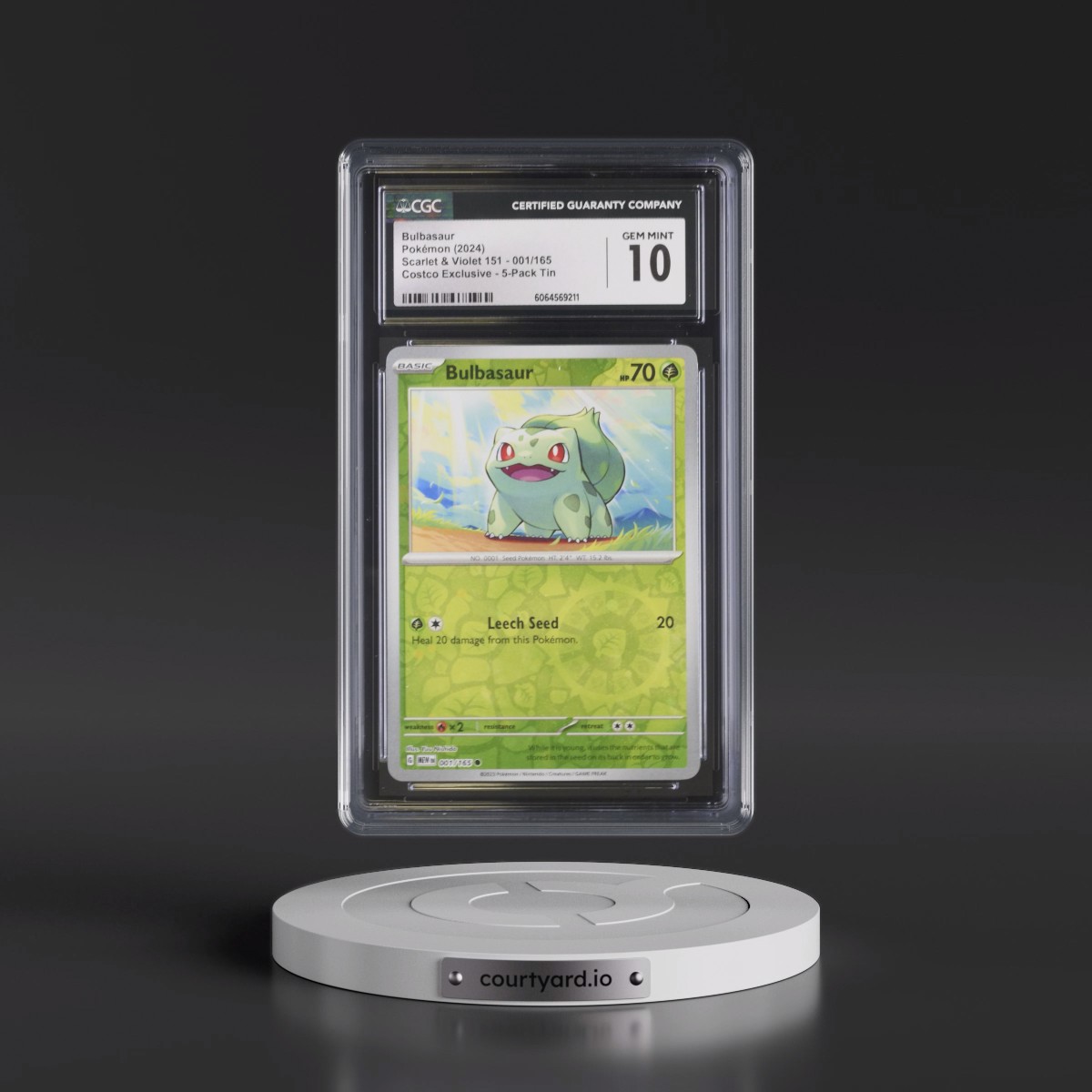 2023 Scarlet & Violet 151 - MEW EN #001/165 Bulbasaur - (Rev. Cos. Holo)Costco Exclusive (2023 on Card) 5-Pack Tin (CGC 10 GEM MINT)