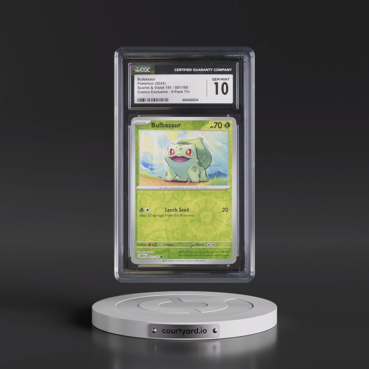 2023 Scarlet & Violet 151 - MEW EN #001/165 Bulbasaur - (Rev. Cos. Holo)Costco Exclusive (2023 on Card) 5-Pack Tin (CGC 10 GEM MINT)