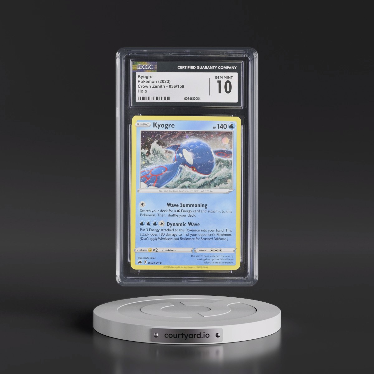 2023 Crown Zenith #036/159 Kyogre - Holo (CGC 10 GEM MINT)