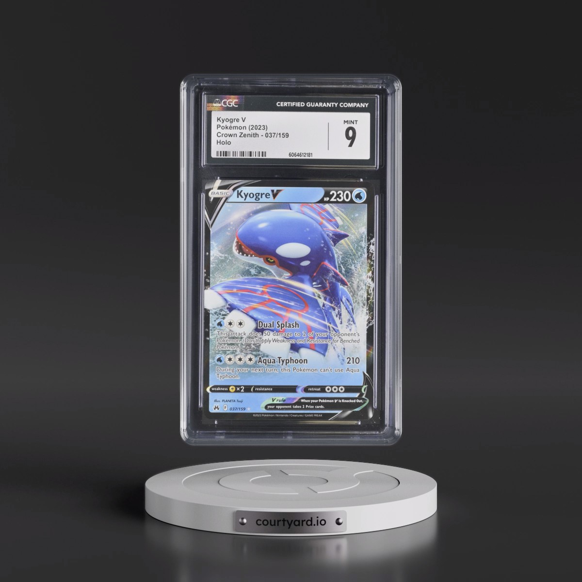 2023 Crown Zenith #037/159 Kyogre V - Holo (CGC 9 MINT)