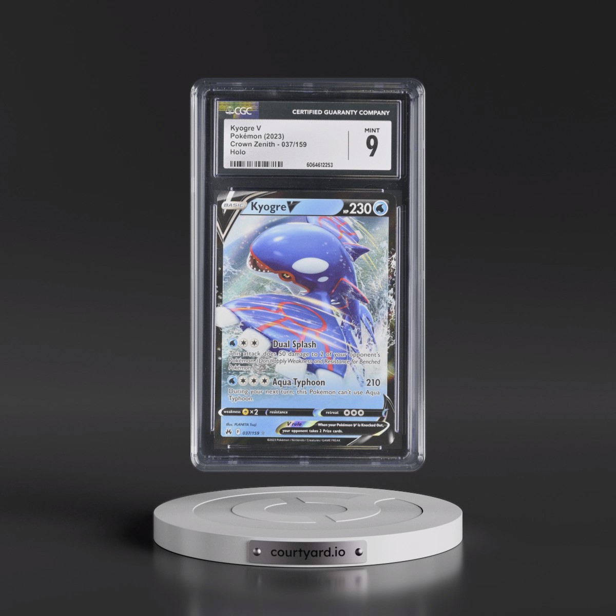 2023 Crown Zenith #037/159 Kyogre V - Holo (CGC 9 MINT)
