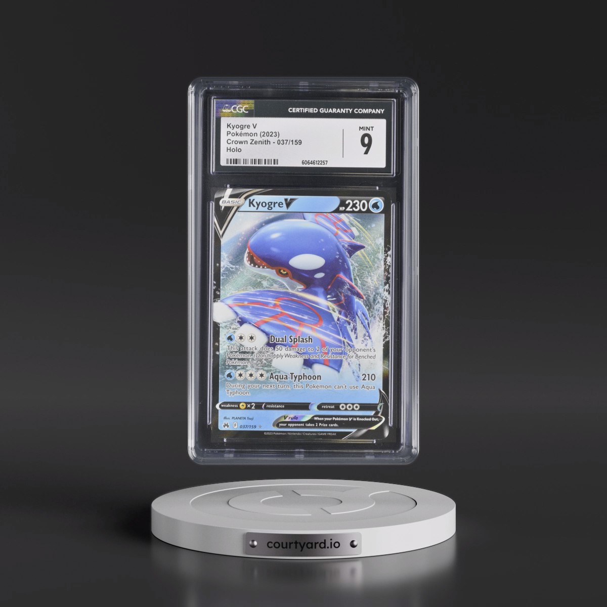 2023 Crown Zenith #037/159 Kyogre V - Holo (CGC 9 MINT)
