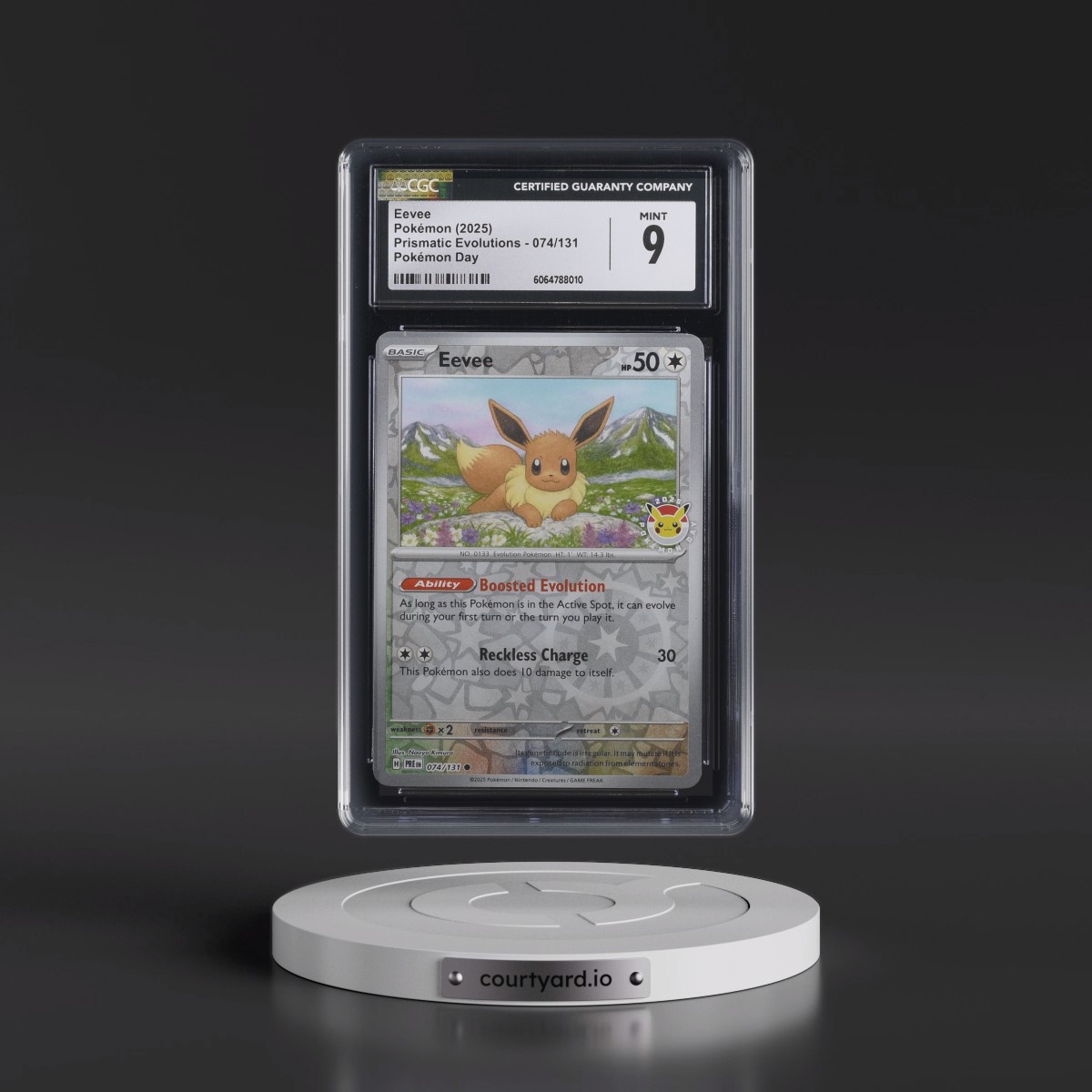 2025 Pokémon Pre EN-Prismatic Evolutions #074 Eevee - Pokemon Day 2025 (CGC 9 MINT)