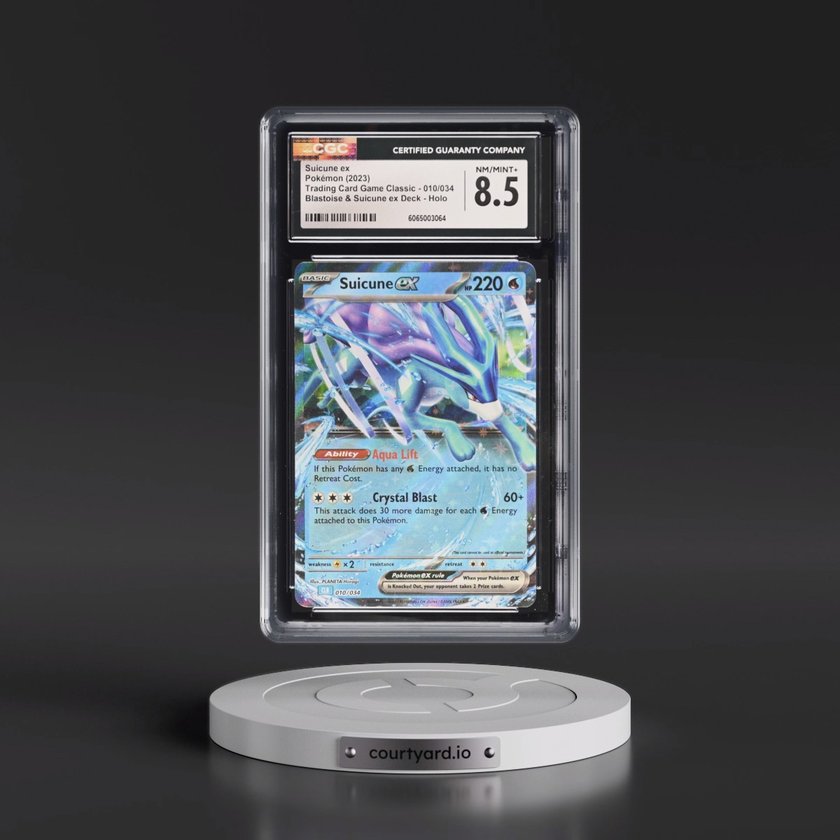 2023 Trading Card Game Classic - CLV, CLC, CLB #010/034 Suicune ex - Blastoise & Suicune ex Deck - CLB Holo (CGC 8.5 NM-MT+)