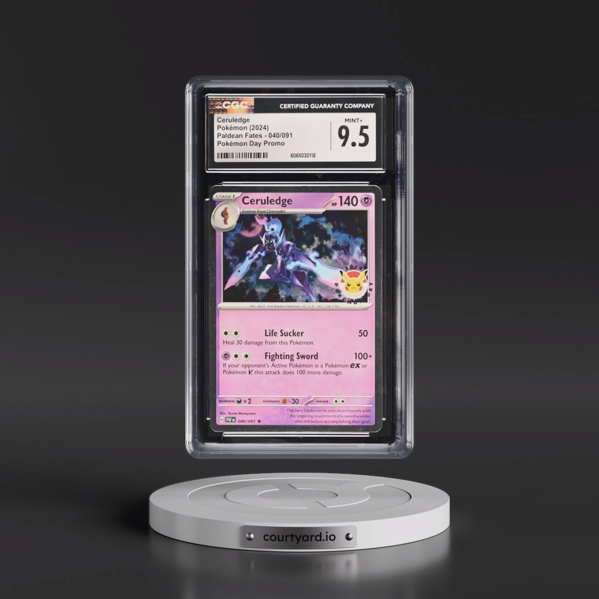 2024 Paldean Fates - PAF EN #040/091 Ceruledge - Pokémon Day Promo (Cosmos Holo) (CGC 9.5 MINT+)