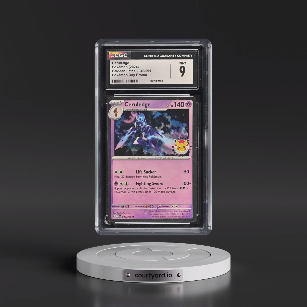 2024 Paldean Fates - PAF EN #040/091 Ceruledge - Pokémon Day Promo (Cosmos Holo) (CGC 9 MINT)