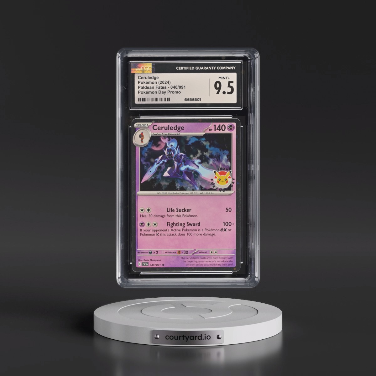 2024 Paldean Fates - PAF EN #040/091 Ceruledge - Pokémon Day Promo (Cosmos Holo) (CGC 9.5 MINT+)