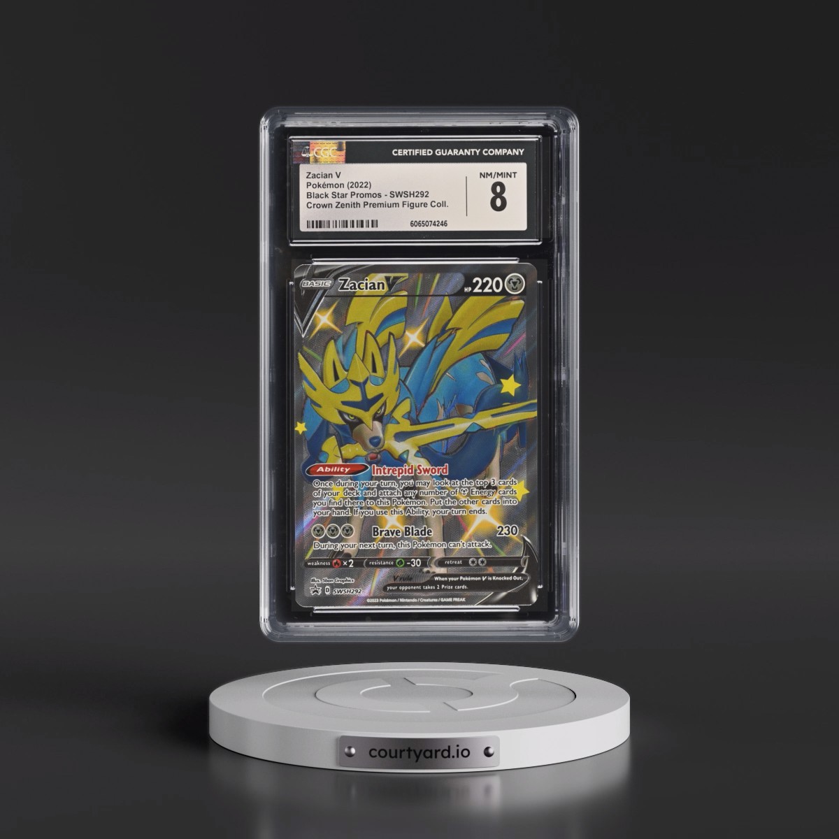 2017 Black Star Promos - Sword & Shield #SWSH292 Zacian V - Holo Crown Zenith Premium Figure Collection (CGC 8 NM-MT)