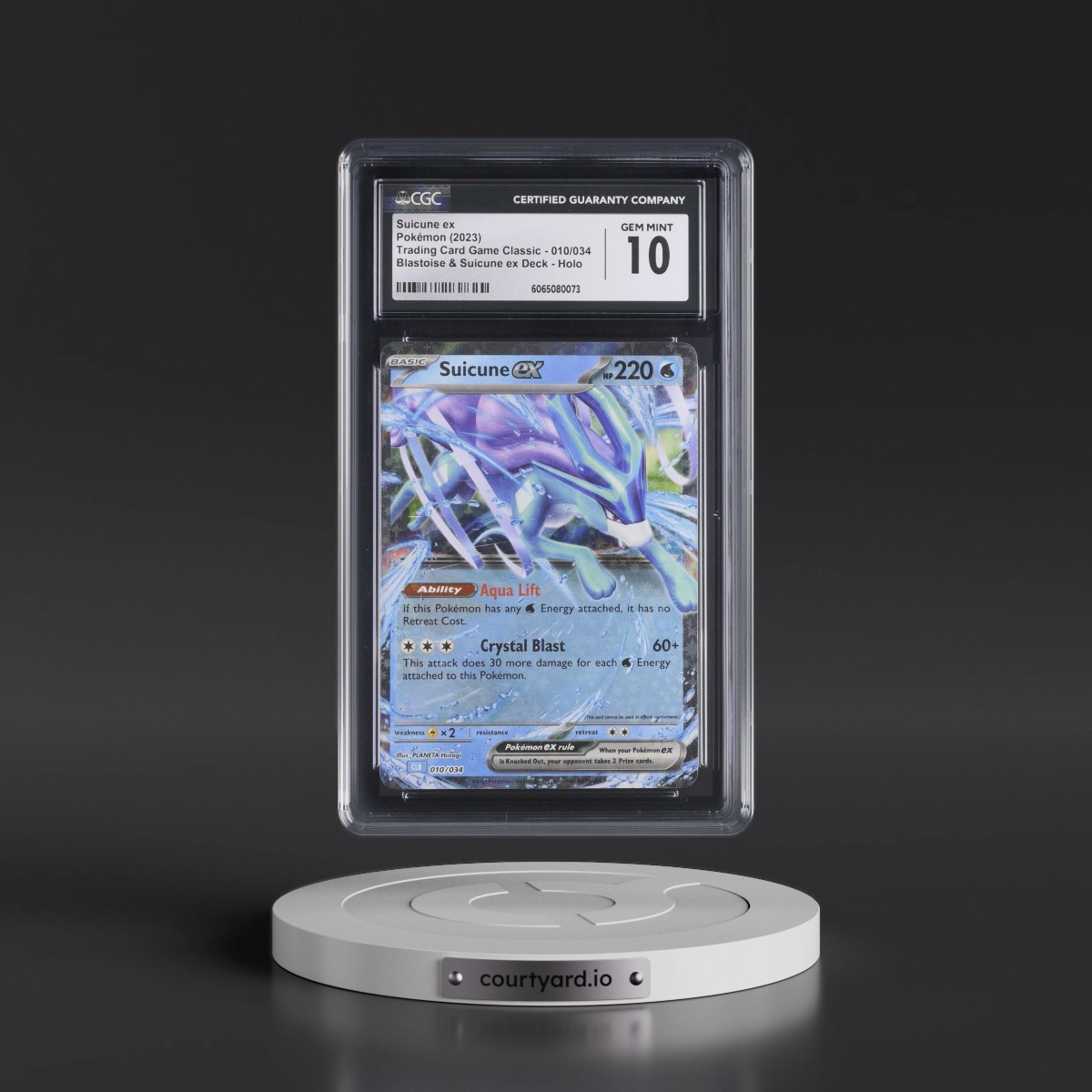 2023 Trading Card Game Classic - CLV, CLC, CLB #010/034 Suicune ex - Blastoise & Suicune ex Deck - CLB Holo (CGC 10 GEM MINT)