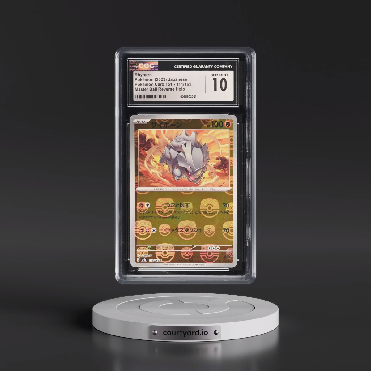 2023 Pokémon Card 151 #111/165 Rhyhorn - Reverse Holo Master Ball (CGC 10 GEM MINT)