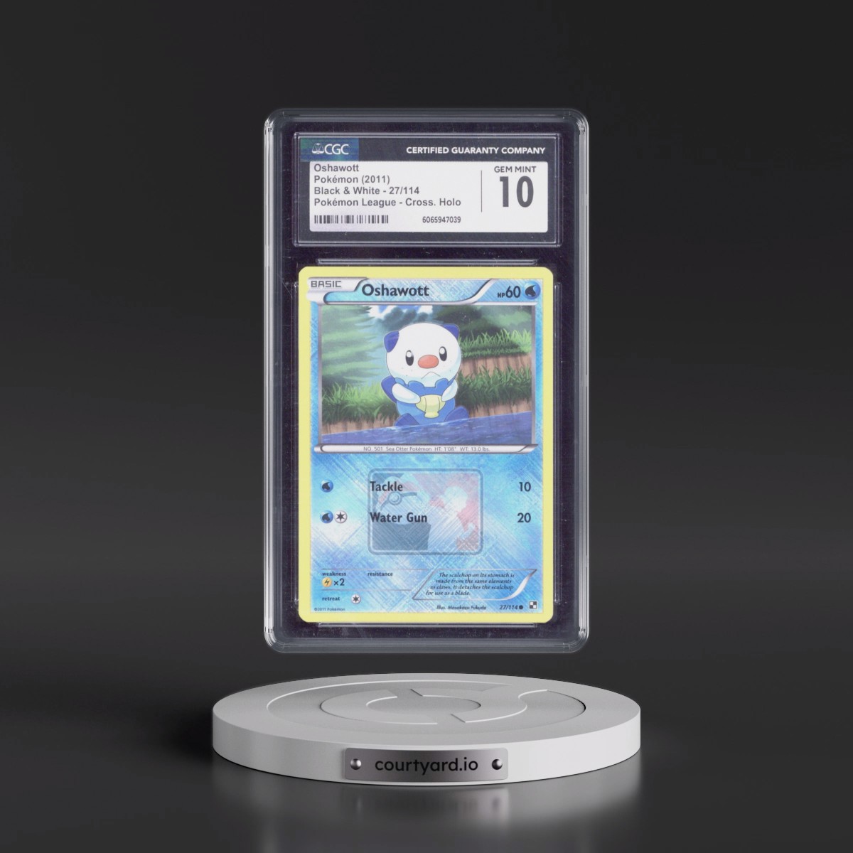 2011 Black & White #27/114 Oshawott - Pokémon League Crosshatch Holo (Cross. Holo) (CGC 10 GEM MINT)