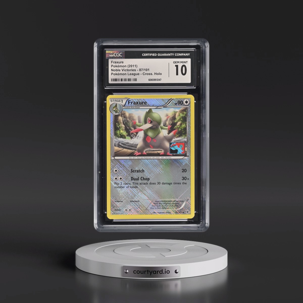 2011 Noble Victories #87/101 Fraxure - Pokémon League (Crosshatch Holo) (CGC 10 GEM MINT)