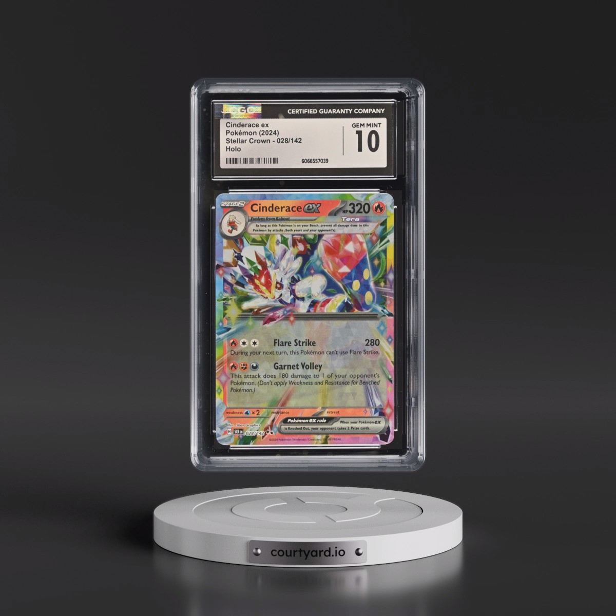 2024 Stellar Crown - SCR EN #028/142 Cinderace ex - Holo (CGC 10 GEM MINT)