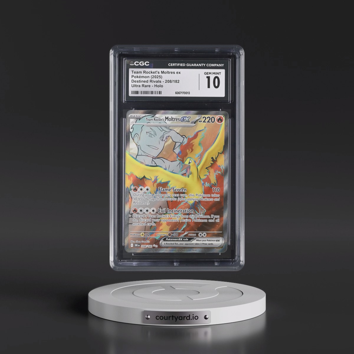 2025 Destined Rivals - DRI EN #208/182 Team Rocket's Moltres ex - Ultra Rare Holo (CGC 10 GEM MINT)