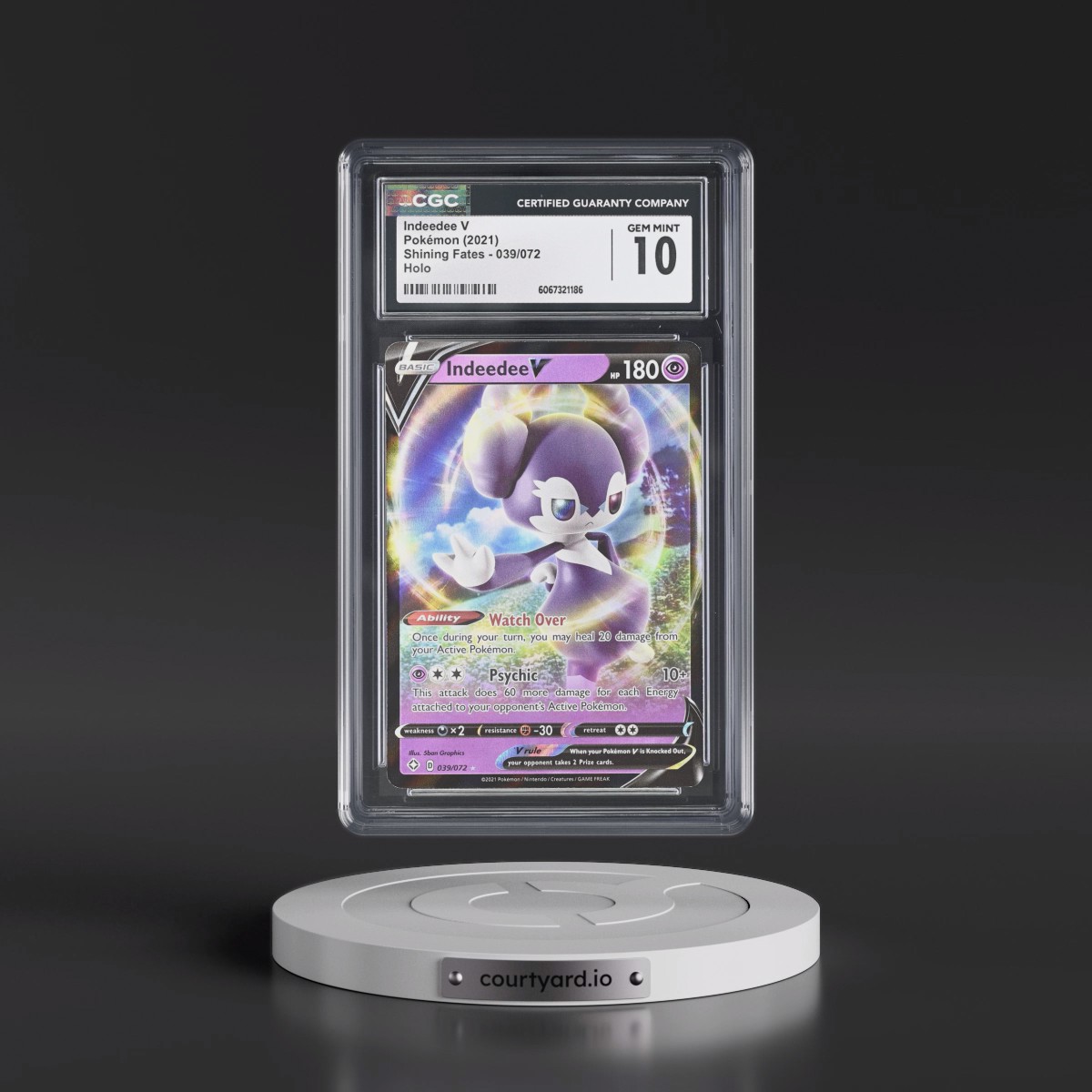 2021 Shining Fates #039/072 Indeedee V - Holo (CGC 10 GEM MINT)