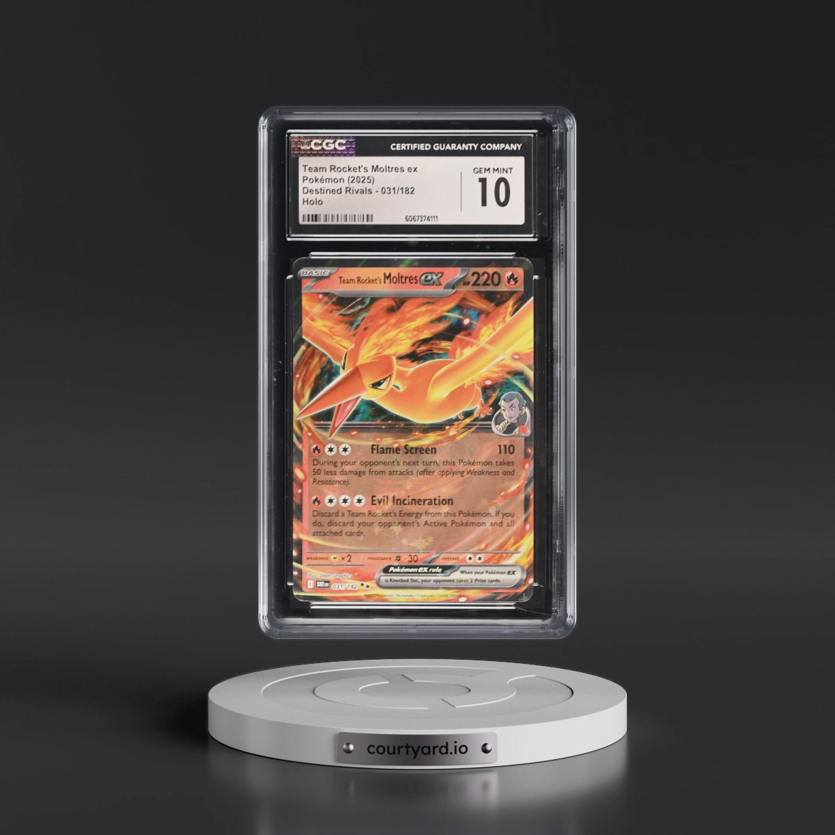 2025 Destined Rivals - DRI EN #031/182 Team Rocket's Moltres ex - Holo (CGC 10 GEM MINT)