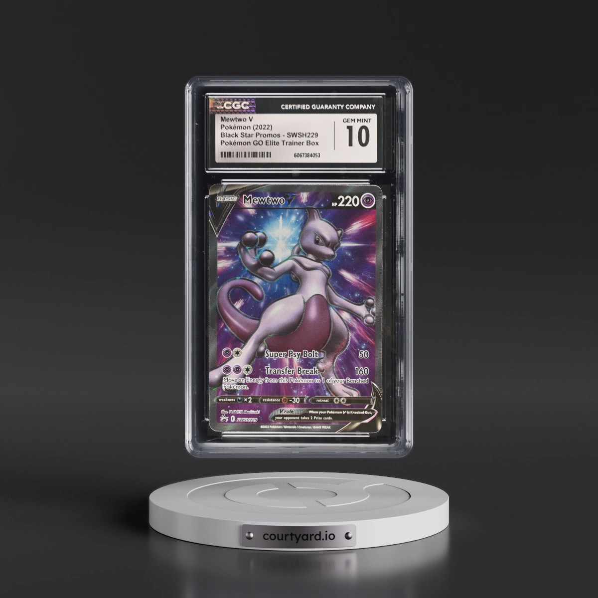 2017 Black Star Promos - Sword & Shield #SWSH229 Mewtwo V - Pokémon GO Elite Trainer Box (Holo) (CGC 10 GEM MINT)