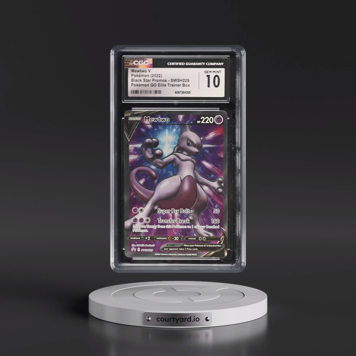 2017 Black Star Promos - Sword & Shield #SWSH229 Mewtwo V - Pokémon GO Elite Trainer Box (Holo) (CGC 10 GEM MINT)