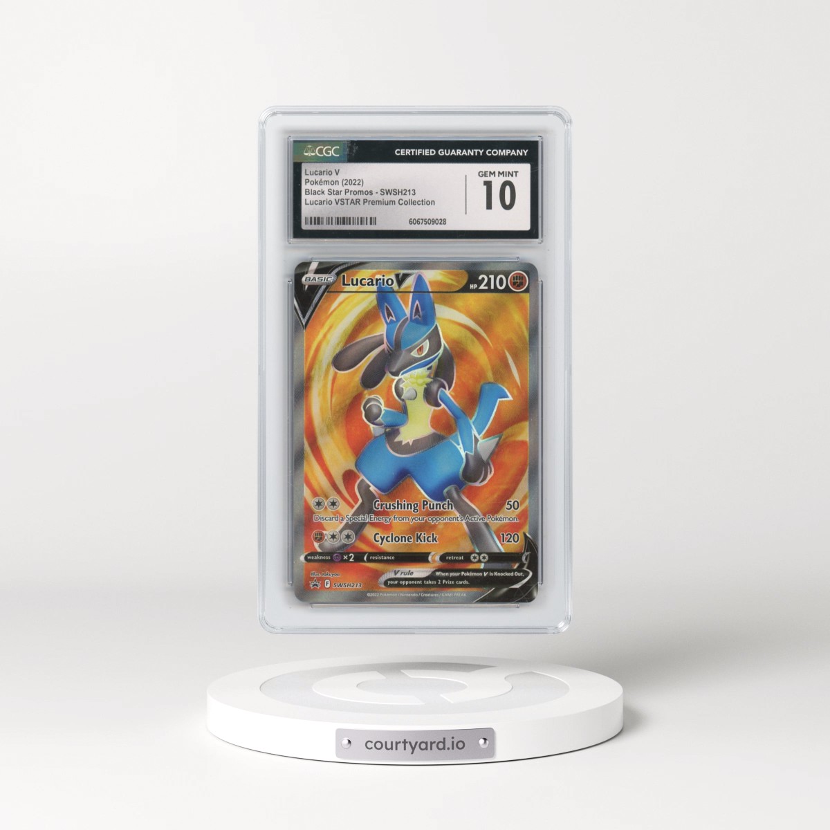 2022 Pokémon Swsh Black Star Promo #213 Lucario V - Holo Full Art Lucario Vstar Premium Collection (CGC 10 GEM MINT)