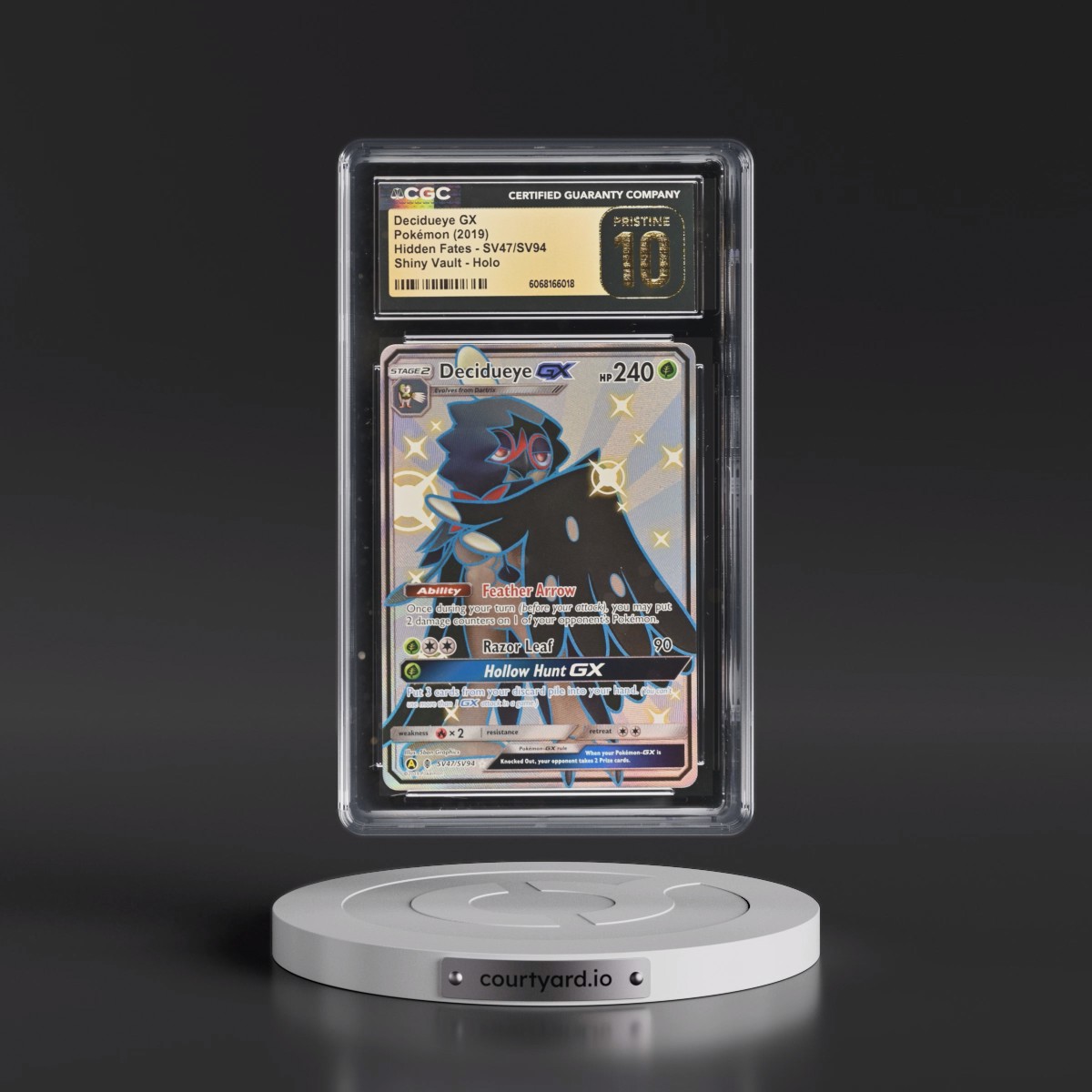 2019 Hidden Fates #SV47/SV94 Decidueye GX - Shiny Vault Holo (CGC 10 PRISTINE)