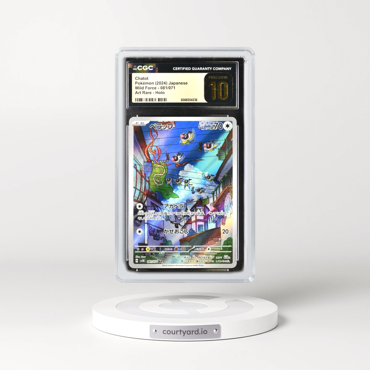 2024 Wild Force #081/071 Chatot - Art Rare Holo (CGC 10 PRISTINE)