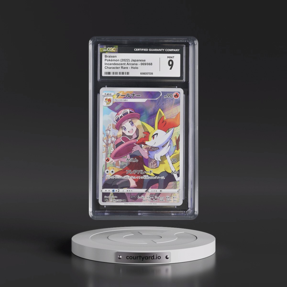 2022 Incandescent Arcana #069/068 Braixen - Character Rare Holo (CGC 9 MINT)