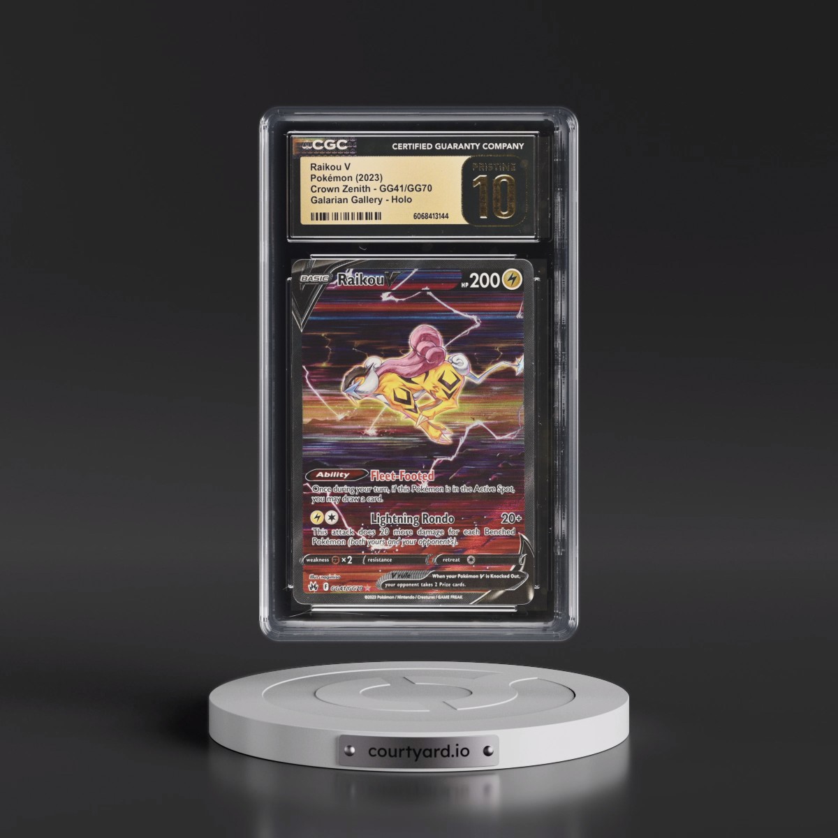 2023 Crown Zenith #GG41/GG70 Raikou V - Galarian Gallery Holo (CGC 10 PRISTINE)