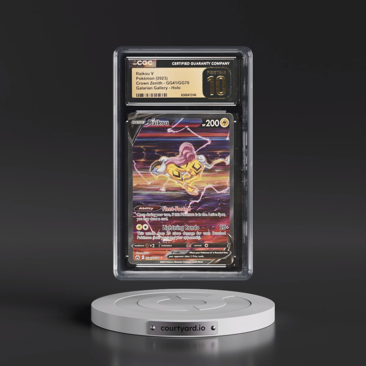2023 Crown Zenith #GG41/GG70 Raikou V - Galarian Gallery Holo (CGC 10 PRISTINE)