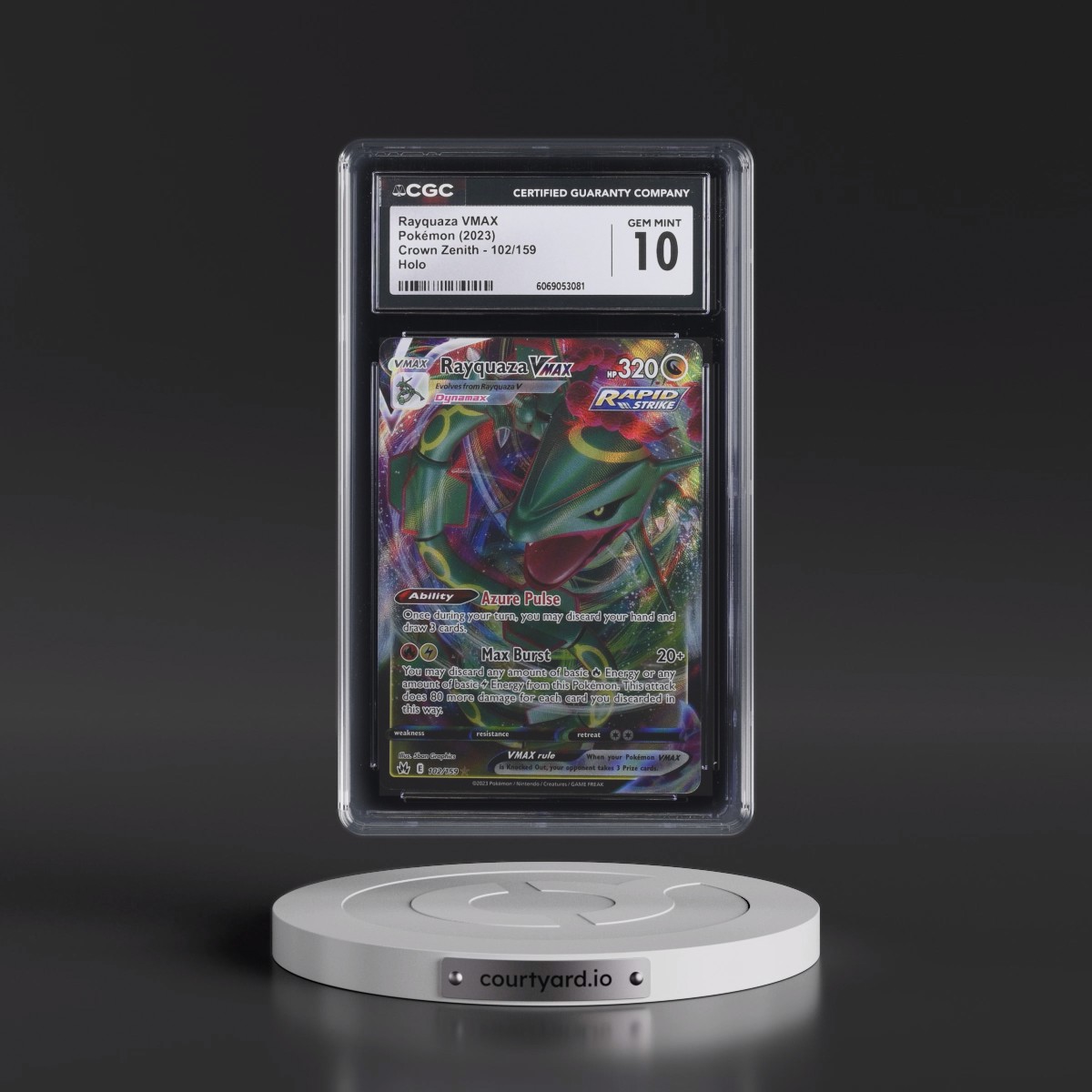 2023 Crown Zenith #102/159 Rayquaza VMAX - Holo (CGC 10 GEM MINT)