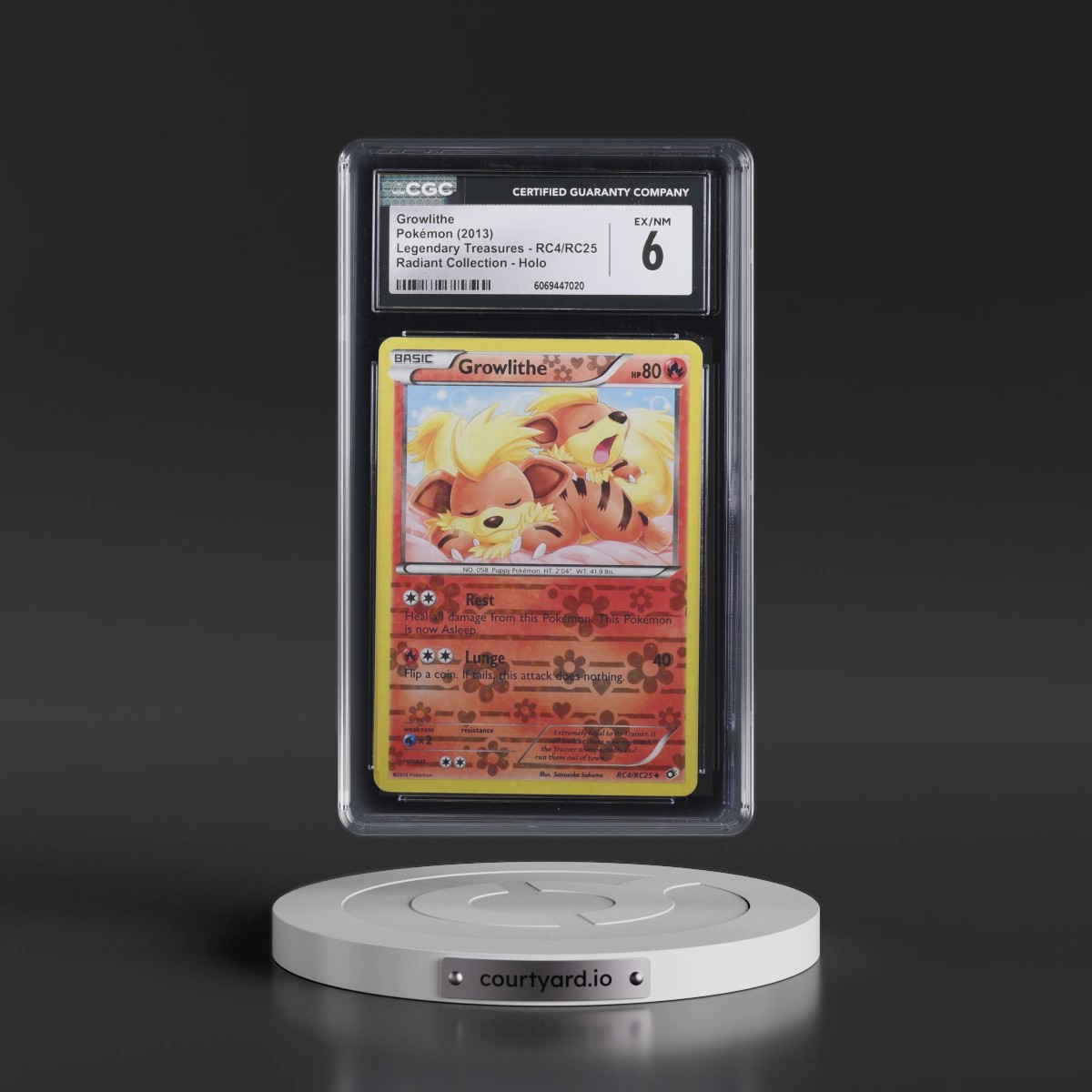 2013 Legendary Treasures #RC4/RC25 Growlithe - Radiant Collection Holo (CGC 6 EX-NM)