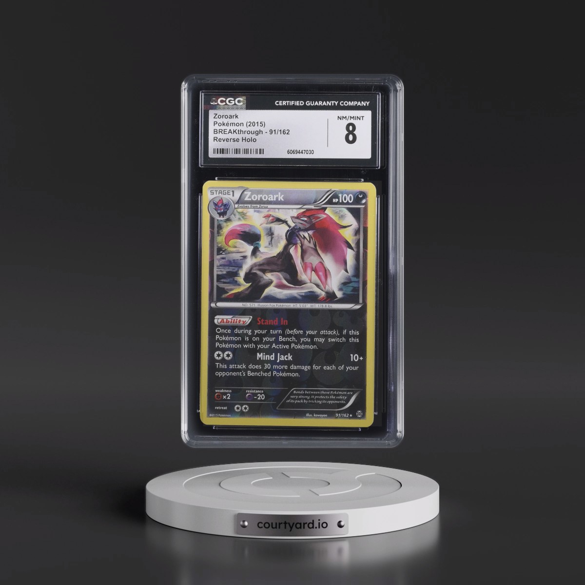 2015 BREAKthrough #91/162 Zoroark - Reverse Holo (CGC 8 NM-MT)