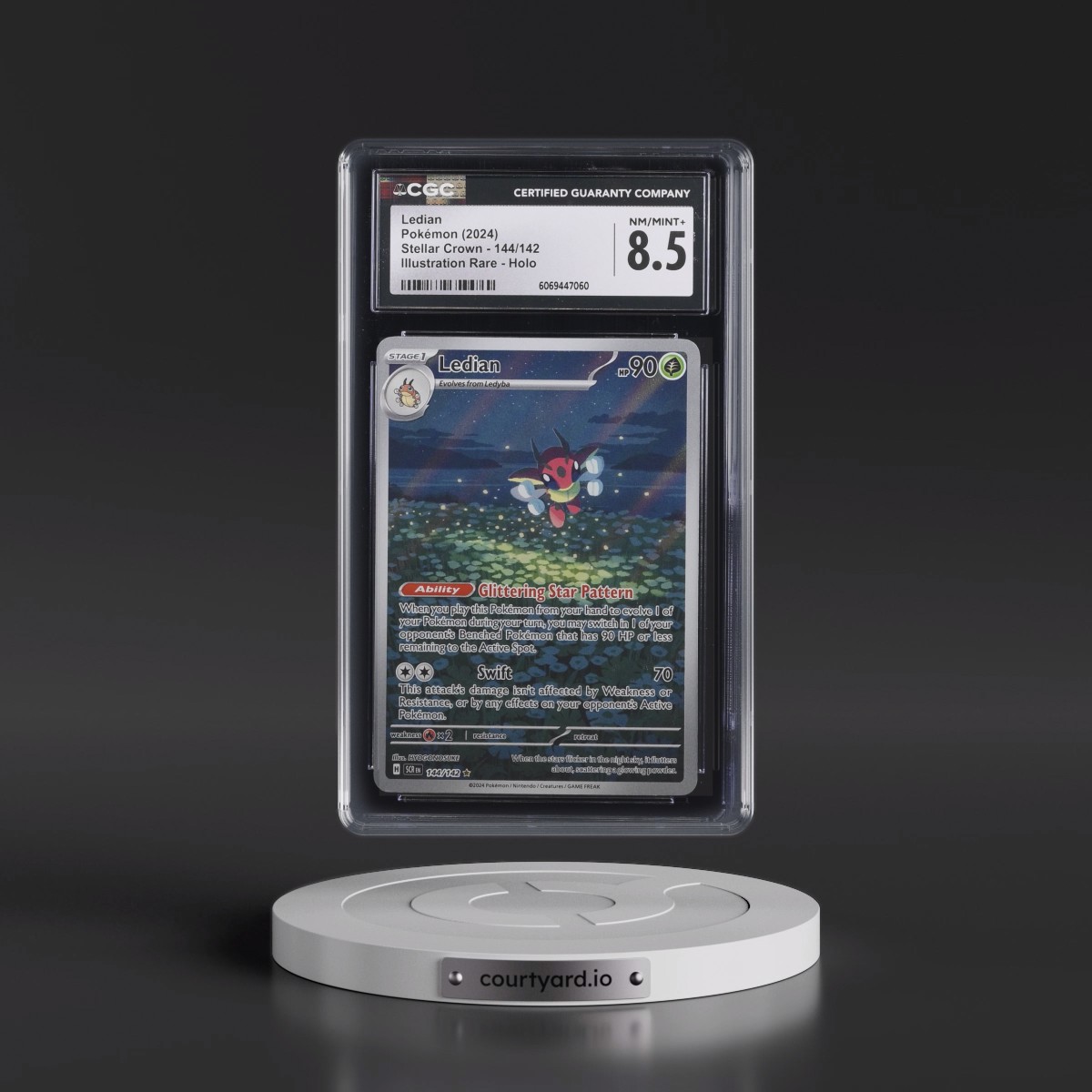 2024 Pokémon Scr EN-Stellar Crown #144 Ledian - Illustration Rare (CGC 8.5 NM-MT+)