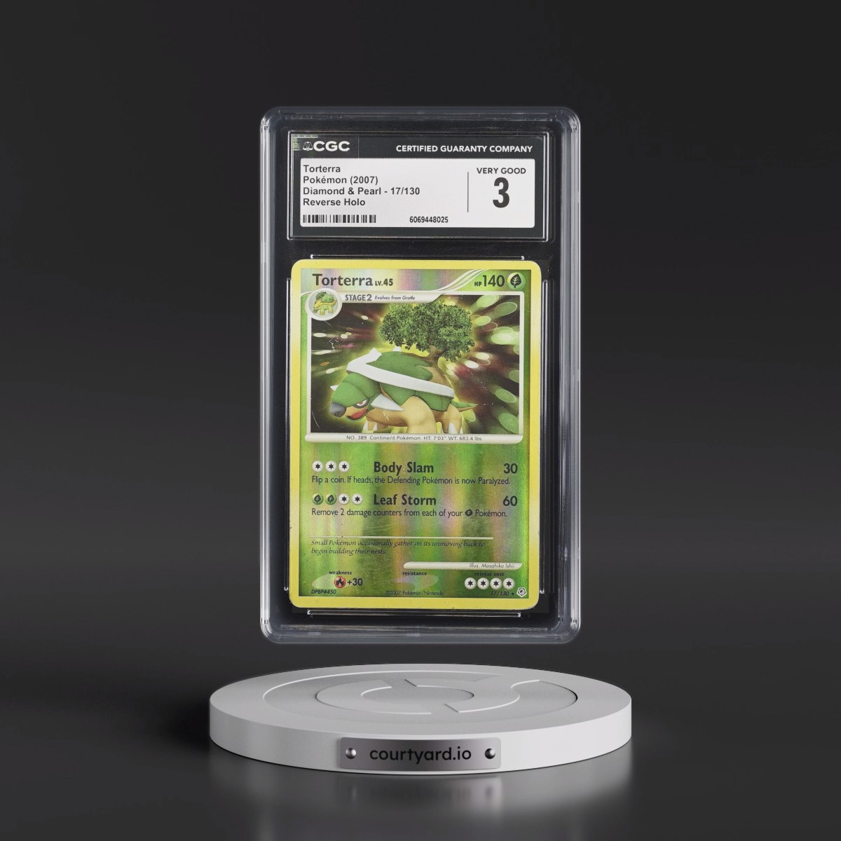 2007 Diamond & Pearl #17/130 Torterra - Reverse Holo (CGC 3 VG)