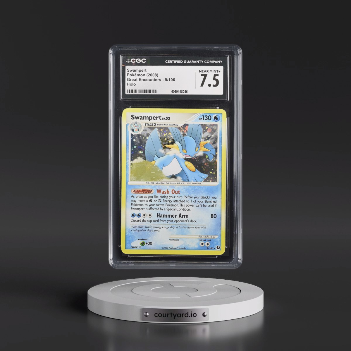2008 Great Encounters #9/106 Swampert - Holo (CGC 7.5 NM+)