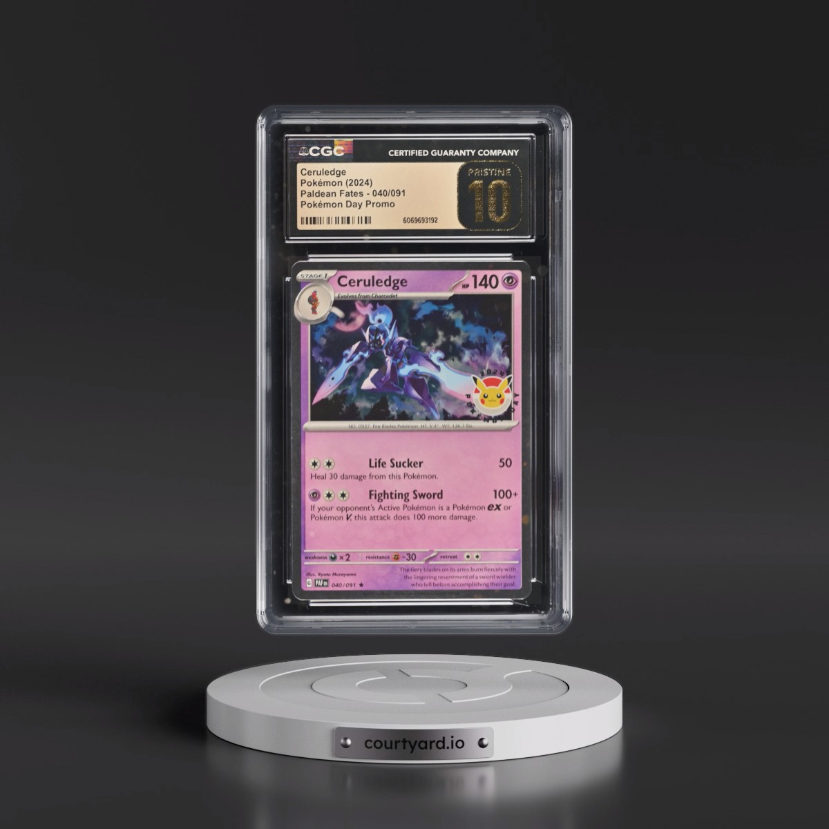 2024 Paldean Fates - PAF EN #040/091 Ceruledge - Pokémon Day Promo (Cosmos Holo) (CGC 10 PRISTINE)